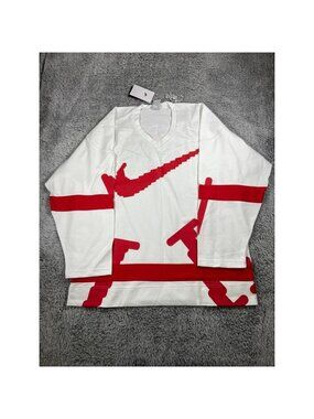 Nike Sportswear Club Varsity Hockey Jersey Size Medium Men White Red HV1137-100